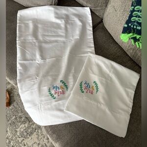 Never used Mr & Mrs personalized painted standard pillowcases